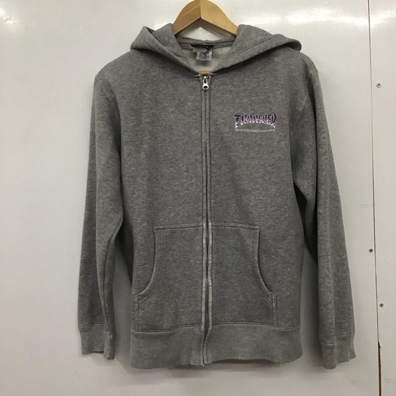 スラッシャー THRASHER パーカー 長袖 ジップアップパーカー 長袖パーカー カジュアルジャケット M ロゴ、文字 灰 / グレー / gray メンズ USED 古着 中古 10159158