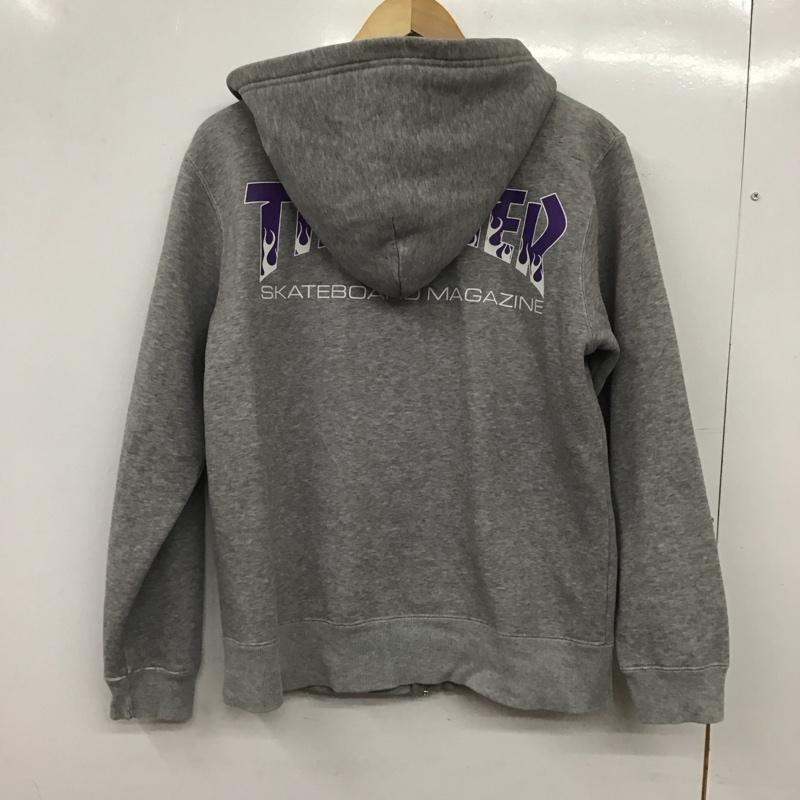 スラッシャー THRASHER パーカー 長袖 ジップアップパーカー 長袖パーカー カジュアルジャケット M ロゴ、文字 灰 / グレー / gray メンズ USED 古着 中古 10159158