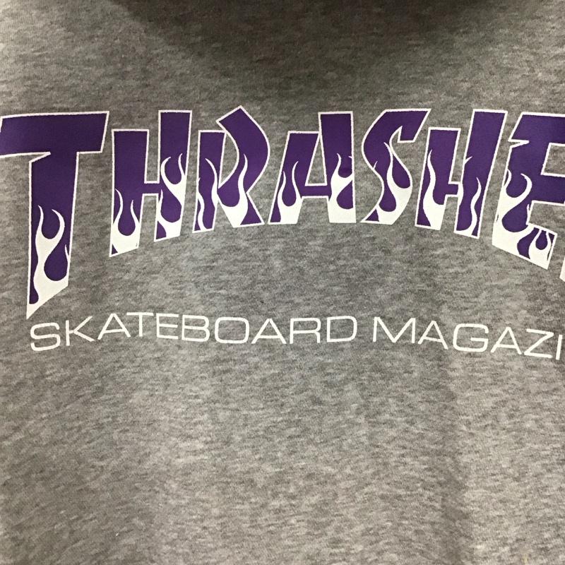スラッシャー THRASHER パーカー 長袖 ジップアップパーカー 長袖パーカー カジュアルジャケット M ロゴ、文字 灰 / グレー / gray メンズ USED 古着 中古 10159158