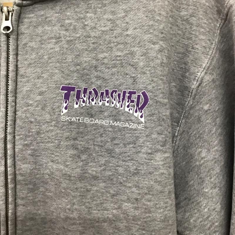 スラッシャー THRASHER パーカー 長袖 ジップアップパーカー 長袖パーカー カジュアルジャケット M ロゴ、文字 灰 / グレー / gray メンズ USED 古着 中古 10159158