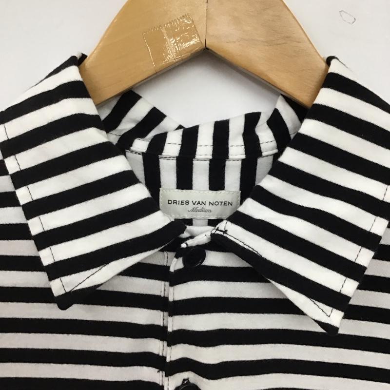 ドリスヴァンノッテン DRIES VAN NOTEN ポロシャツ 半袖 半袖ポロシャツ カラーシャツ 半袖カットソー M ボーダー柄 白 / ホワイト / white X 黒 / ブラック / black メンズ USED 古着 中古 10159167