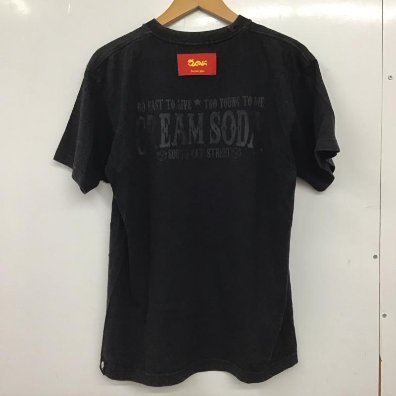 クリームソーダ CREAMSODA Tシャツ 半袖 半袖カットソー プリントTシャツ クルーネックカットソー ロゴ、文字 黒 / ブラック / black メンズ USED 古着 中古 10159188