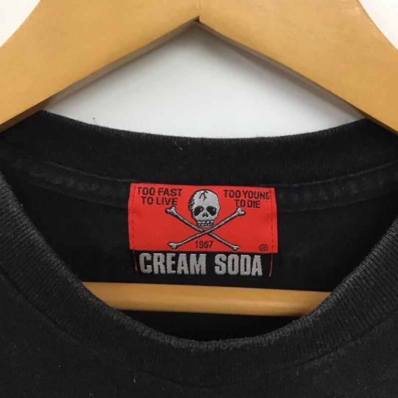 クリームソーダ CREAMSODA Tシャツ 半袖 半袖カットソー プリントTシャツ クルーネックカットソー ロゴ、文字 黒 / ブラック / black メンズ USED 古着 中古 10159188
