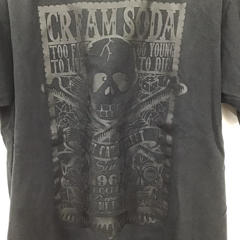 クリームソーダ CREAMSODA Tシャツ 半袖 半袖カットソー プリントTシャツ クルーネックカットソー ロゴ、文字 黒 / ブラック / black メンズ USED 古着 中古 10159188