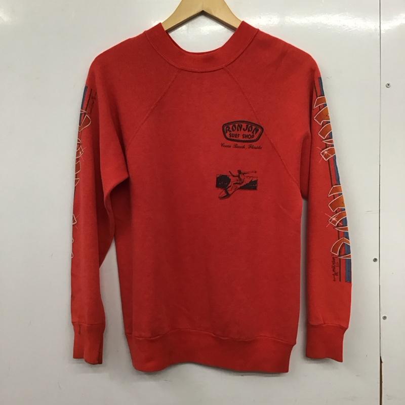 ロンジョン Ron Jon トレーナー 長袖 長袖トレーナー スウェット クルーネック プルオーバー M ロゴ、文字 赤 / レッド / red メンズ USED 古着 中古 10159199