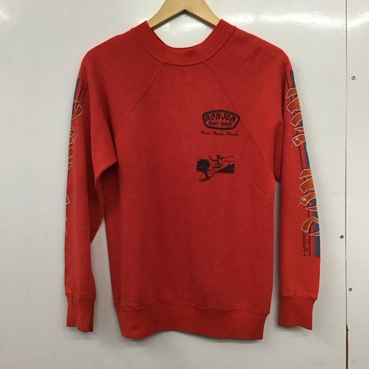 ロンジョン Ron Jon トレーナー 長袖 長袖トレーナー スウェット クルーネック プルオーバー M ロゴ、文字 赤 / レッド / red メンズ USED 古着 中古 10159199