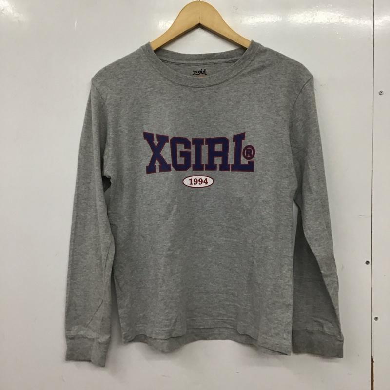 エックスガール X-girl Tシャツ 長袖 1 ロゴ、文字 X プリント 灰 / グレー / gray レディース USED 古着 中古 10159200