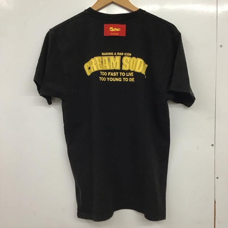 クリームソーダ CREAMSODA Tシャツ 半袖 半袖カットソー プリントTシャツ クルーネックカットソー ロゴ、文字 ダークグレー / ダークグレー / メンズ USED 古着 中古 10159204