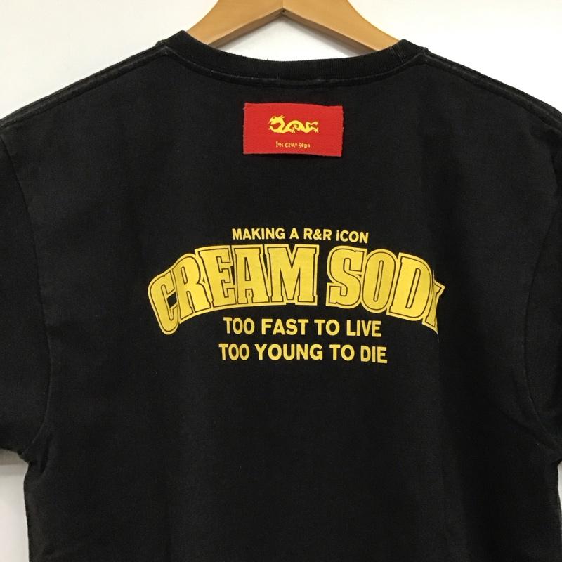 クリームソーダ CREAMSODA Tシャツ 半袖 半袖カットソー プリントTシャツ クルーネックカットソー ロゴ、文字 ダークグレー / ダークグレー / メンズ USED 古着 中古 10159204