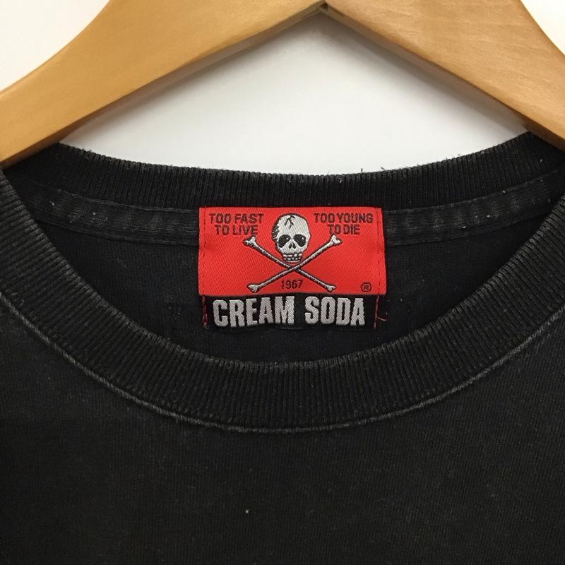 クリームソーダ CREAMSODA Tシャツ 半袖 半袖カットソー プリントTシャツ クルーネックカットソー ロゴ、文字 ダークグレー / ダークグレー / メンズ USED 古着 中古 10159204