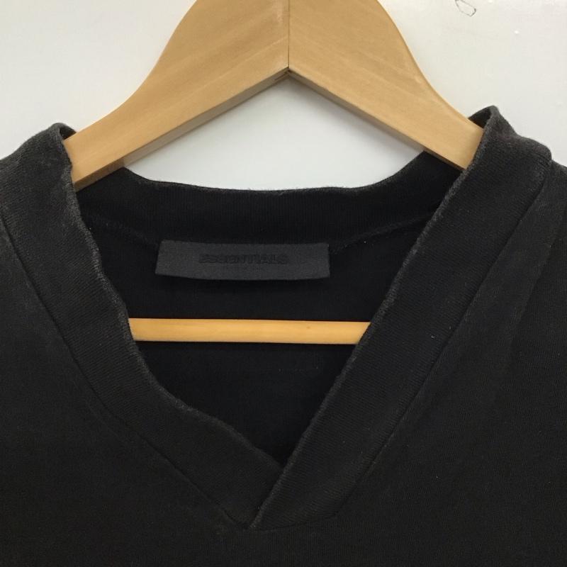 エッセンシャルズ ESSENTIALS Tシャツ 半袖 半袖カットソー プリントTシャツ Vネックカットソー S ロゴ、文字 黒 / ブラック / black メンズ USED 古着 中古 10159207