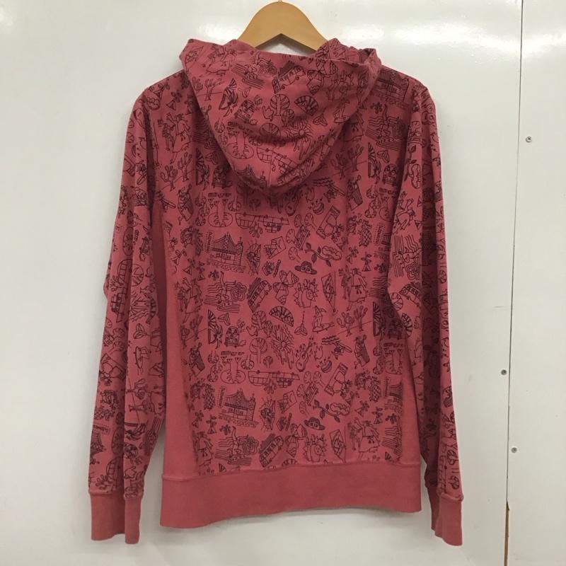 チャンピオン Campion パーカー 長袖 ジップパーカー M プリント 桃 / ピンク / pink メンズ USED 古着 中古 10159208