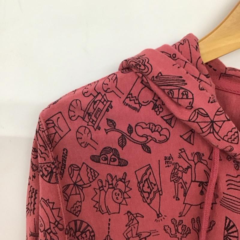 チャンピオン Campion パーカー 長袖 ジップパーカー M プリント 桃 / ピンク / pink メンズ USED 古着 中古 10159208