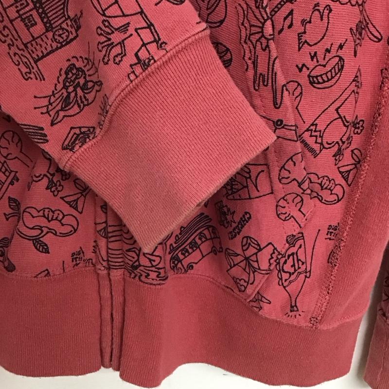 チャンピオン Campion パーカー 長袖 ジップパーカー M プリント 桃 / ピンク / pink メンズ USED 古着 中古 10159208