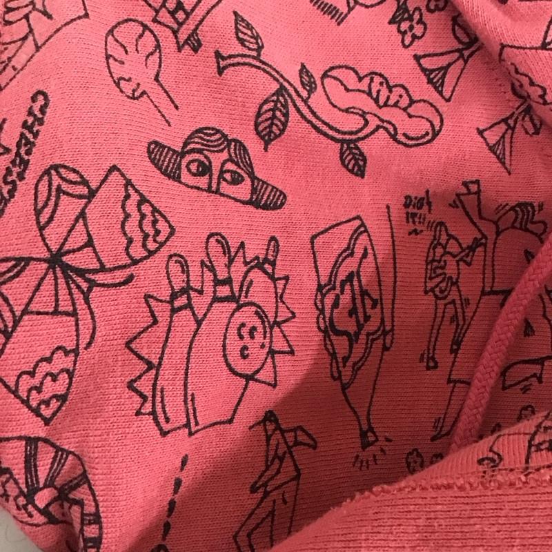 チャンピオン Campion パーカー 長袖 ジップパーカー M プリント 桃 / ピンク / pink メンズ USED 古着 中古 10159208