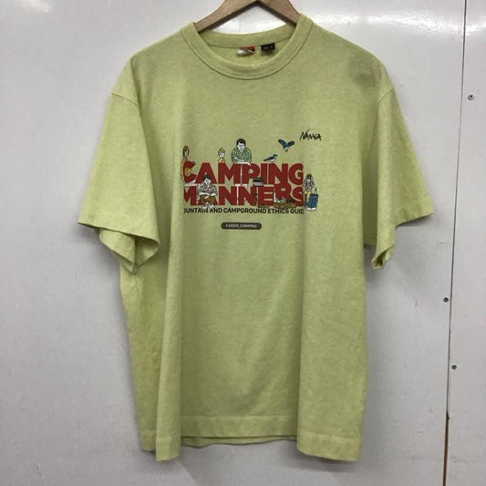 ナンガ NANGA Tシャツ 半袖 半袖カットソー プリントTシャツ クルーネックカットソー M ロゴ、文字 黄緑 / イエローグリーン / メンズ USED 古着 中古 10159211