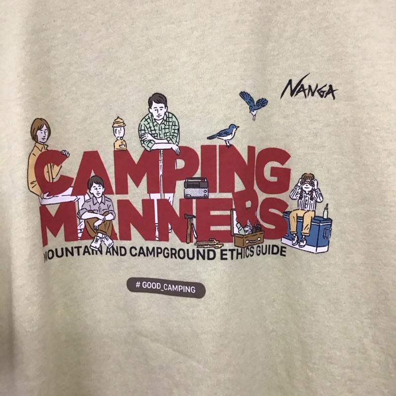 ナンガ NANGA Tシャツ 半袖 半袖カットソー プリントTシャツ クルーネックカットソー M ロゴ、文字 黄緑 / イエローグリーン / メンズ USED 古着 中古 10159211