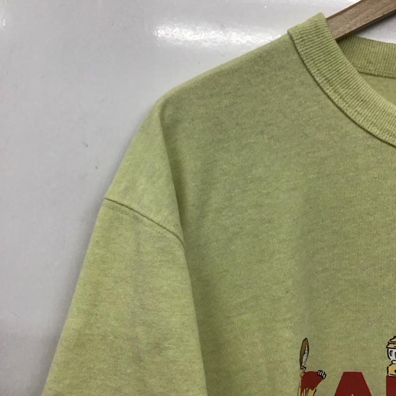 ナンガ NANGA Tシャツ 半袖 半袖カットソー プリントTシャツ クルーネックカットソー M ロゴ、文字 黄緑 / イエローグリーン / メンズ USED 古着 中古 10159211