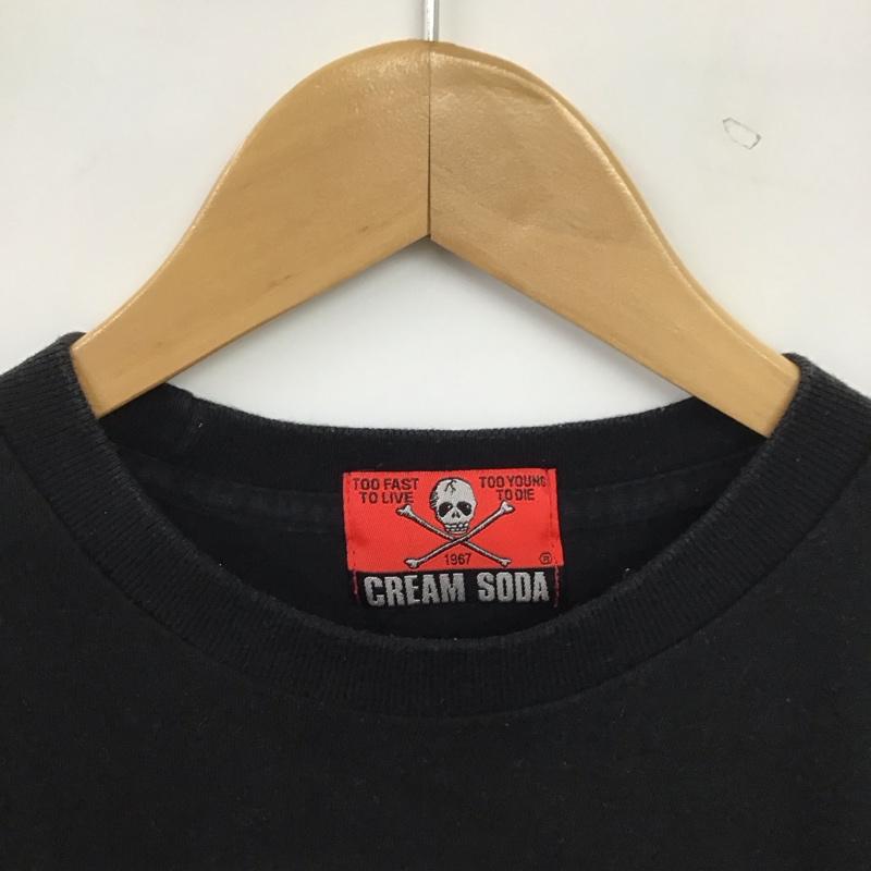 クリームソーダ CREAMSODA カットソー 長袖 長袖カットソー プリントカットソー クルーネック プリント 黒 / ブラック / black メンズ USED 古着 中古 10159220