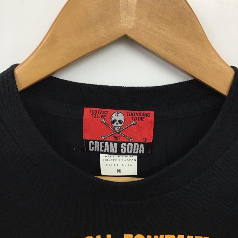 クリームソーダ CREAMSODA Tシャツ 半袖 半袖カットソー プリントTシャツ クルーネックカットソー M プリント 黒 / ブラック / black メンズ USED 古着 中古 10159228