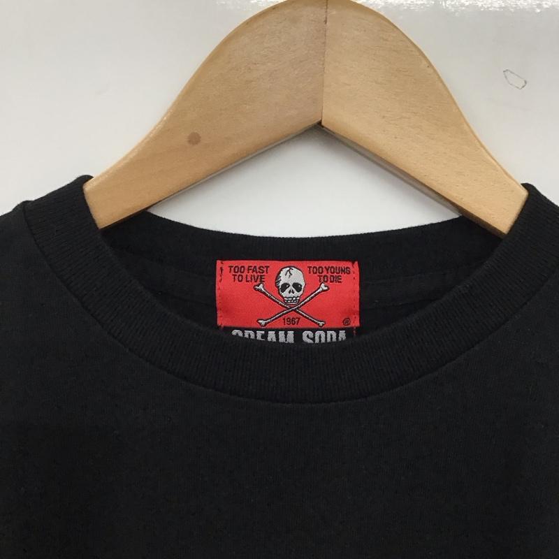 クリームソーダ CREAMSODA Tシャツ 半袖 半袖カットソー プリントTシャツ クルーネックカットソー M プリント 黒 / ブラック / black メンズ USED 古着 中古 10159233