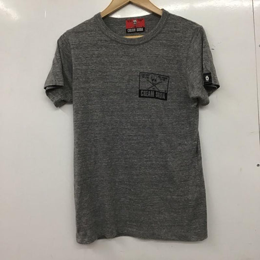 クリームソーダ CREAMSODA Tシャツ 半袖 半袖カットソー プリントTシャツ クルーネックカットソー S ロゴ、文字 灰 / グレー / gray メンズ USED 古着 中古 10159235