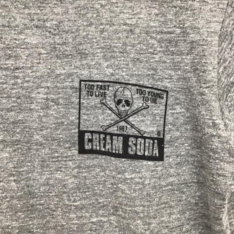 クリームソーダ CREAMSODA Tシャツ 半袖 半袖カットソー プリントTシャツ クルーネックカットソー S ロゴ、文字 灰 / グレー / gray メンズ USED 古着 中古 10159235