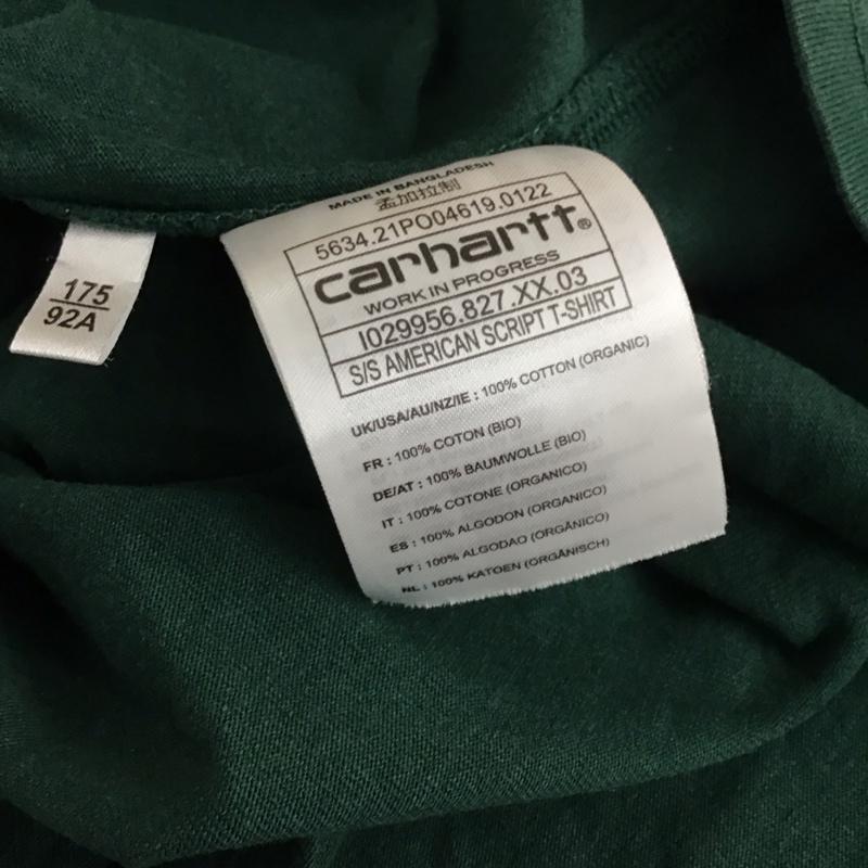 カーハート Carhartt Tシャツ 半袖 半袖カットソー プリントTシャツ クルーネックカットソー M ロゴ、文字 緑 / グリーン / green メンズ USED 古着 中古 10159236
