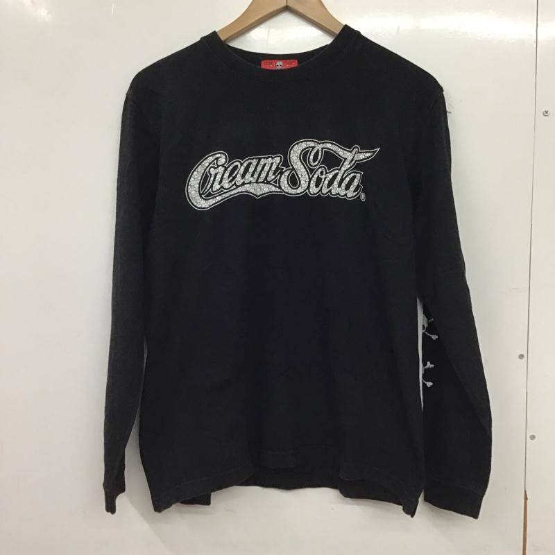 クリームソーダ CREAMSODA カットソー 長袖 長袖カットソー プリントカットソー クルーネック ロゴ、文字 黒 / ブラック / black メンズ USED 古着 中古 10159237