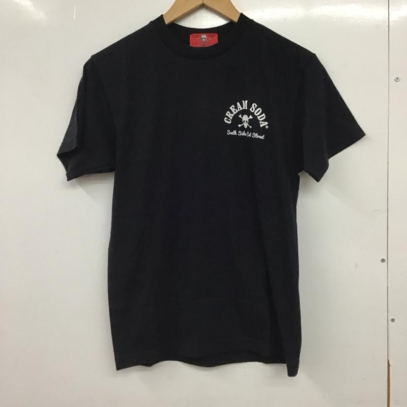 クリームソーダ CREAMSODA Tシャツ 半袖 半袖カットソー プリントTシャツ クルーネックカットソー S ロゴ、文字 黒 / ブラック / black メンズ USED 古着 中古 10159244
