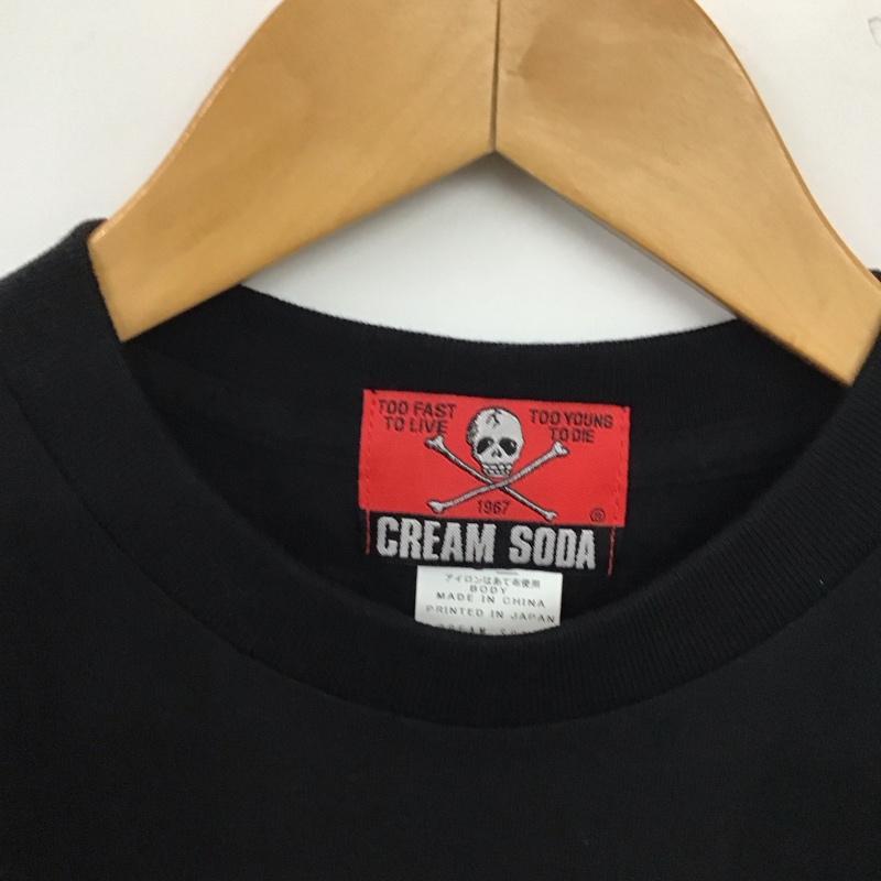 クリームソーダ CREAMSODA Tシャツ 半袖 半袖カットソー プリントTシャツ クルーネックカットソー S ロゴ、文字 黒 / ブラック / black メンズ USED 古着 中古 10159244