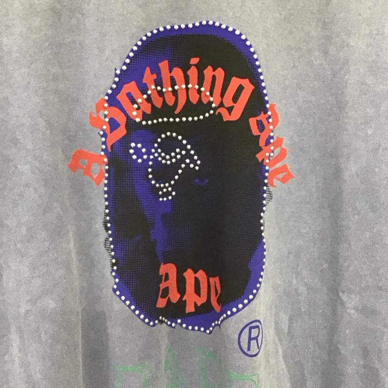 アベイシングエイプ A BATHING APE Tシャツ 半袖 半袖カットソー プリントTシャツ クルーネックカットソー M ロゴ、文字 紺 / ネイビー / navy メンズ USED 古着 中古 10159252