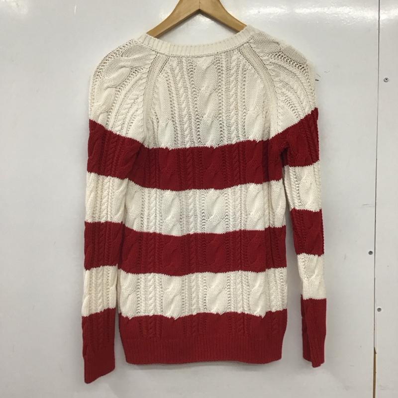 バーバリー BURBERRY ニット、セーター 長袖 B1N20-710-16 1 ボーダー柄 白 / ホワイト / white X 赤 / レッド / red レディース USED 古着 中古 10159258