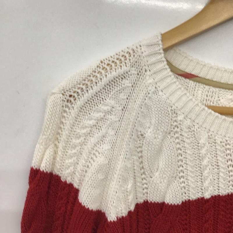 バーバリー BURBERRY ニット、セーター 長袖 B1N20-710-16 1 ボーダー柄 白 / ホワイト / white X 赤 / レッド / red レディース USED 古着 中古 10159258