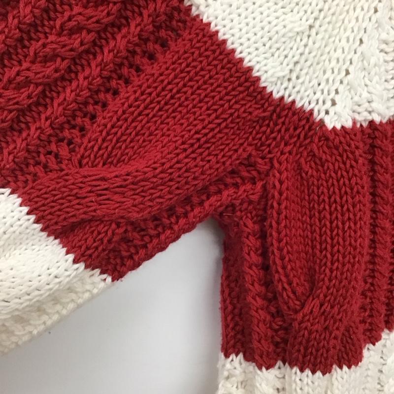 バーバリー BURBERRY ニット、セーター 長袖 B1N20-710-16 1 ボーダー柄 白 / ホワイト / white X 赤 / レッド / red レディース USED 古着 中古 10159258