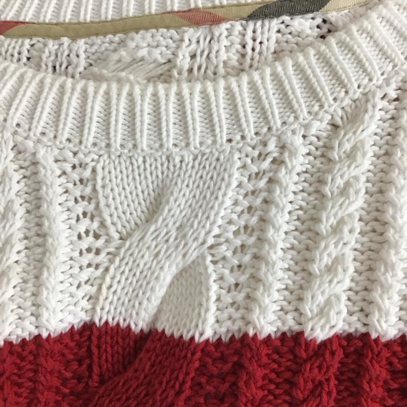 バーバリー BURBERRY ニット、セーター 長袖 B1N20-710-16 1 ボーダー柄 白 / ホワイト / white X 赤 / レッド / red レディース USED 古着 中古 10159258