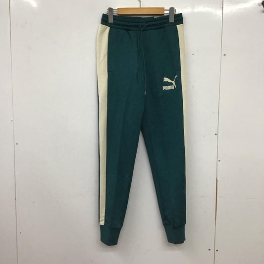 プーマ PUMA パンツ ワークパンツ、ペインターパンツ ワイドパンツ ジャージ スポーツウェア M ロゴ、文字 緑 / グリーン / green メンズ USED 古着 中古 10159276