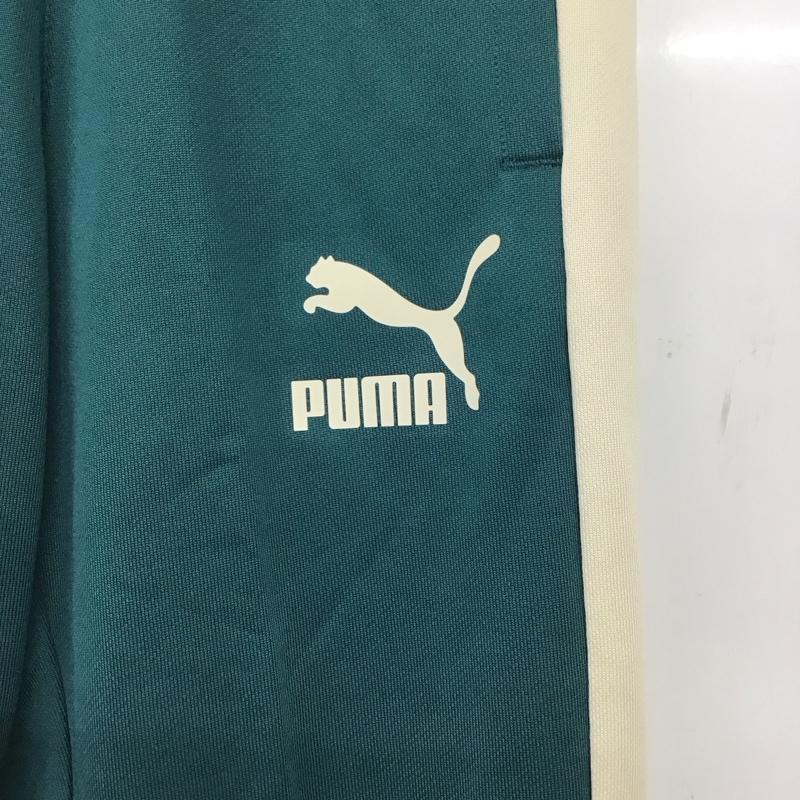プーマ PUMA パンツ ワークパンツ、ペインターパンツ ワイドパンツ ジャージ スポーツウェア M ロゴ、文字 緑 / グリーン / green メンズ USED 古着 中古 10159276