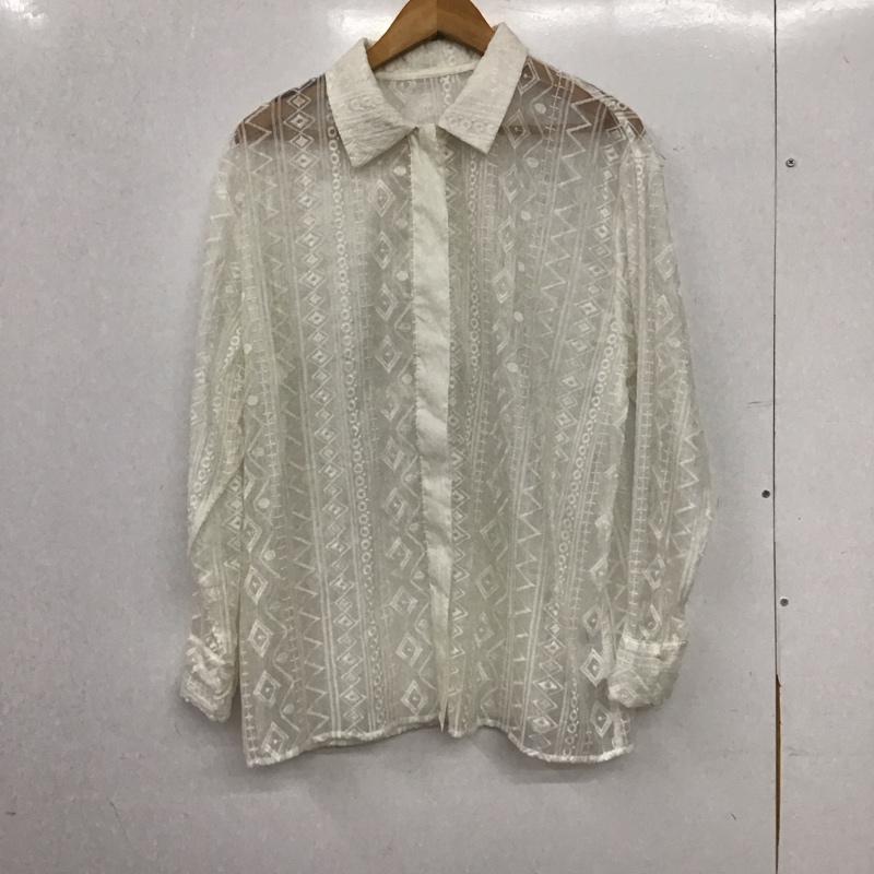ジーナシス JEANASIS シャツ、ブラウス 長袖 JS063488MC シシュウオーガンジーシャツ FREE 無地 白 / ホワイト / white レディース USED 古着 中古 10159283