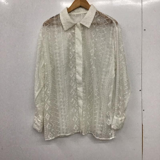 ジーナシス JEANASIS シャツ、ブラウス 長袖 JS063488MC シシュウオーガンジーシャツ FREE 無地 白 / ホワイト / white レディース USED 古着 中古 10159283