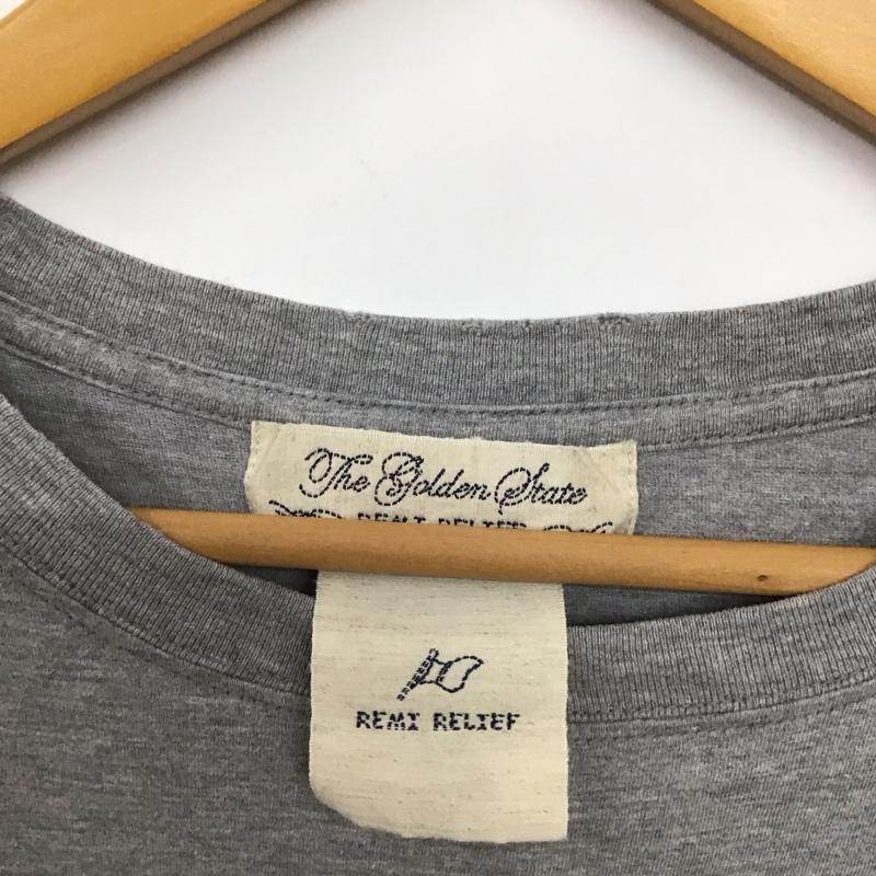 レミ レリーフ REMI RELIEF Tシャツ 半袖 半袖カットソー プリントTシャツ クルーネックカットソー M ロゴ、文字 X ダメージ加工 灰 / グレー / gray メンズ USED 古着 中古 10159289