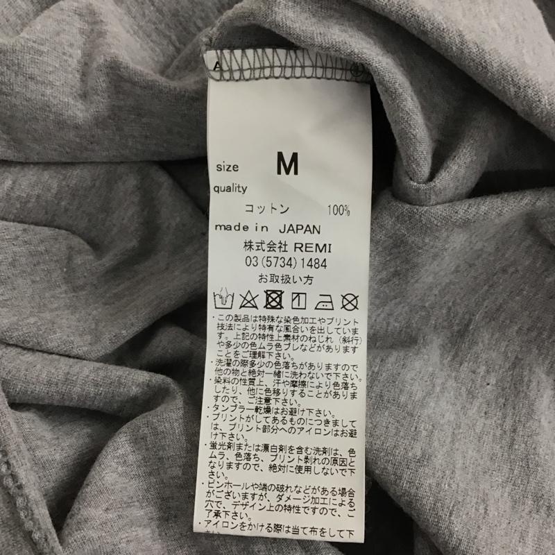 レミ レリーフ REMI RELIEF Tシャツ 半袖 半袖カットソー プリントTシャツ クルーネックカットソー M ロゴ、文字 X ダメージ加工 灰 / グレー / gray メンズ USED 古着 中古 10159289