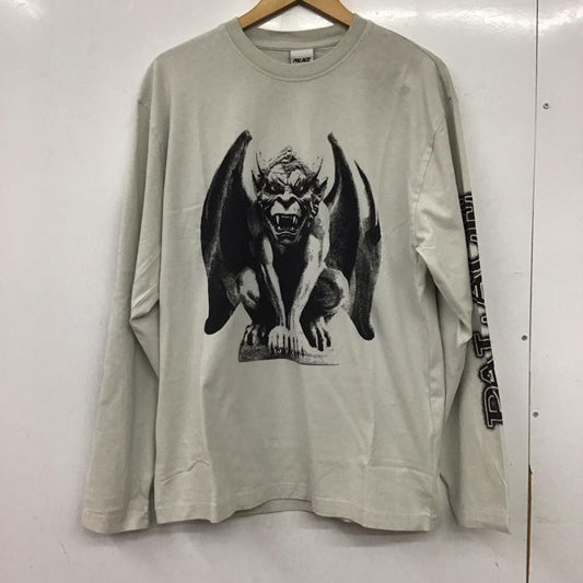 パレス PALACE カットソー 長袖 長袖カットソー プリントカットソー クルーネック M プリント 灰 / グレー / gray メンズ USED 古着 中古 10159309