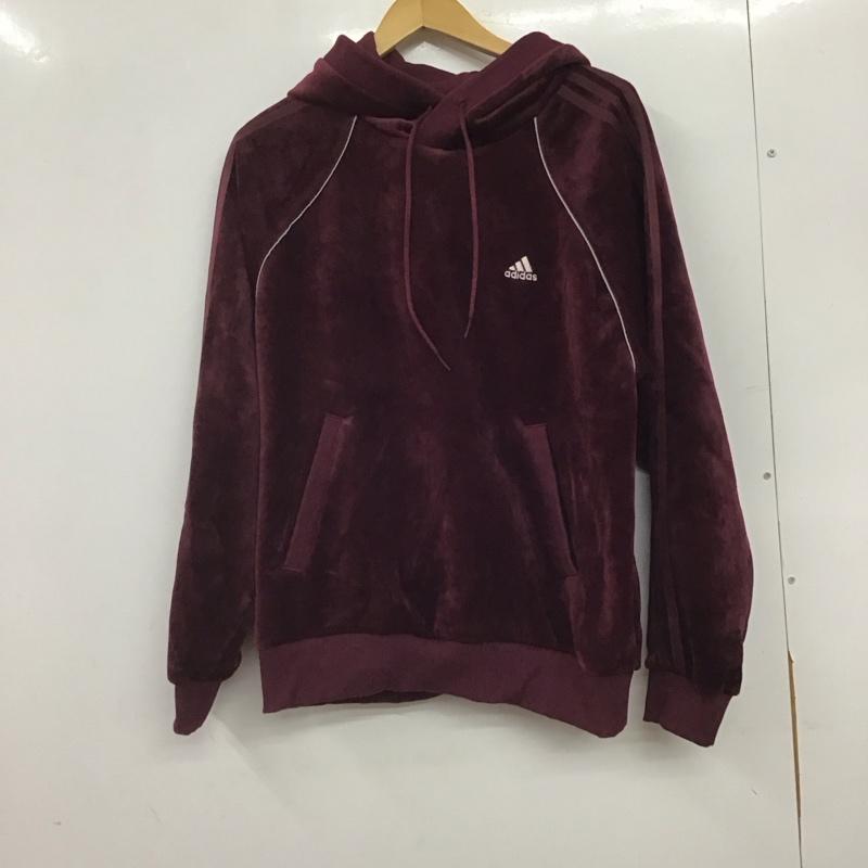 アディダス adidas パーカー 長袖 長袖パーカー プルオーバーパーカー スウェット M ロゴ、文字 えんじ / ワインレッド / dark red メンズ USED 古着 中古 10159310