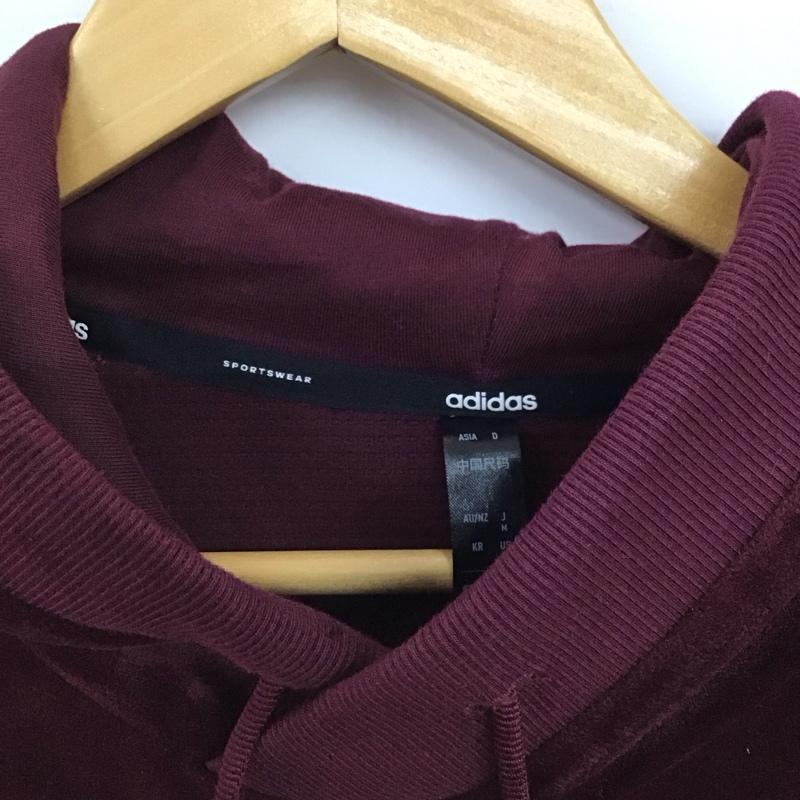 アディダス adidas パーカー 長袖 長袖パーカー プルオーバーパーカー スウェット M ロゴ、文字 えんじ / ワインレッド / dark red メンズ USED 古着 中古 10159310
