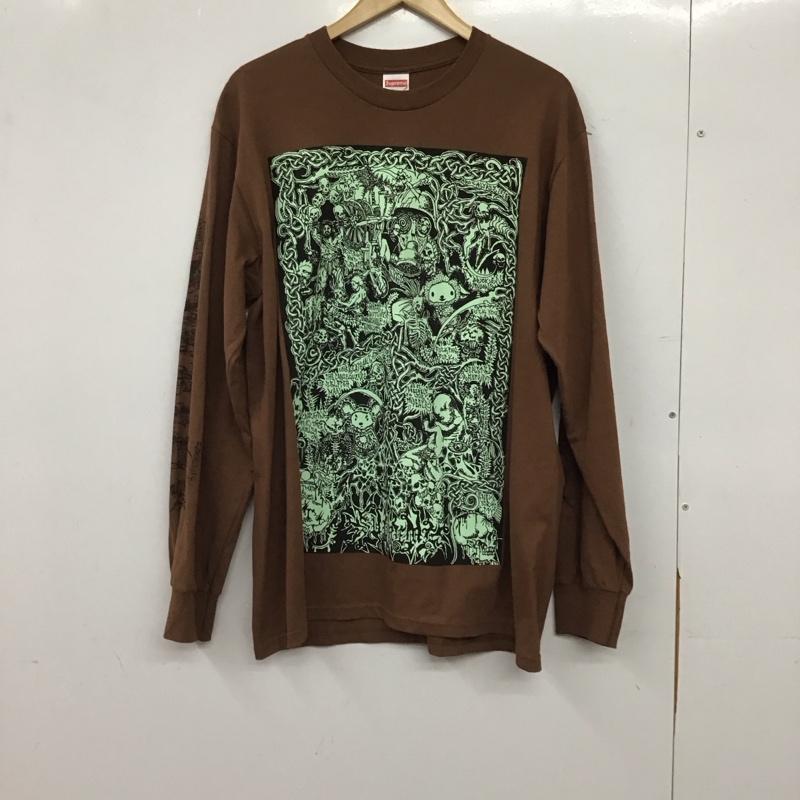 シュプリーム Supreme カットソー 長袖 長袖カットソー プリントカットソー クルーネック M プリント 茶 / ブラウン / brown メンズ USED 古着 中古 10159311