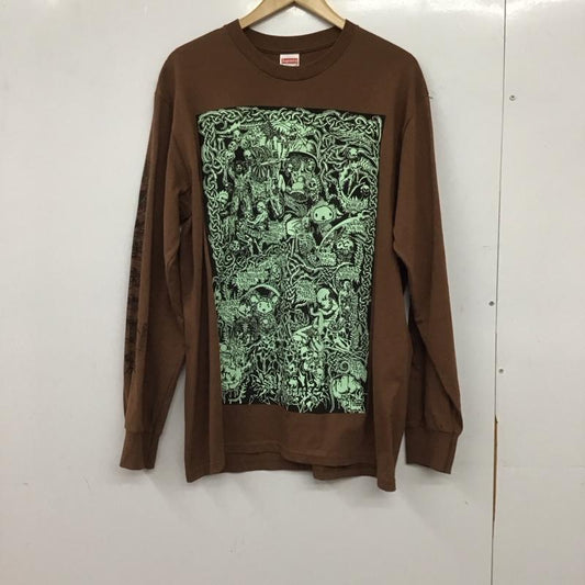 シュプリーム Supreme カットソー 長袖 長袖カットソー プリントカットソー クルーネック M プリント 茶 / ブラウン / brown メンズ USED 古着 中古 10159311