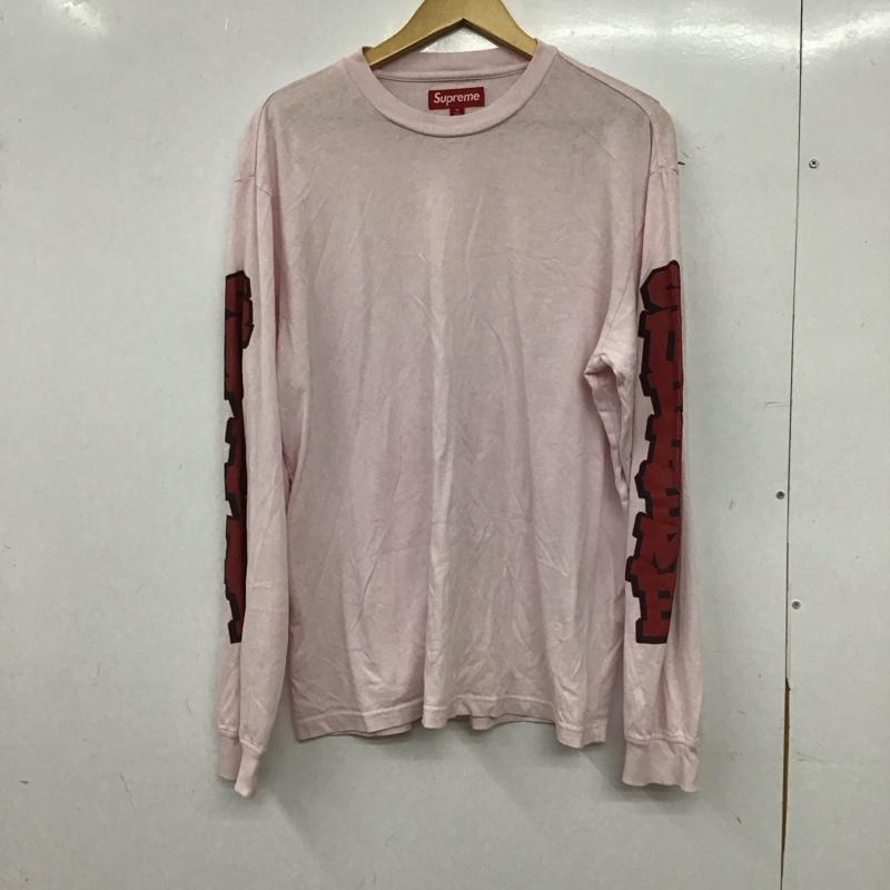 シュプリーム Supreme カットソー 長袖 長袖カットソー プリントカットソー クルーネック M ロゴ、文字 桃 / ピンク / pink メンズ USED 古着 中古 10159312