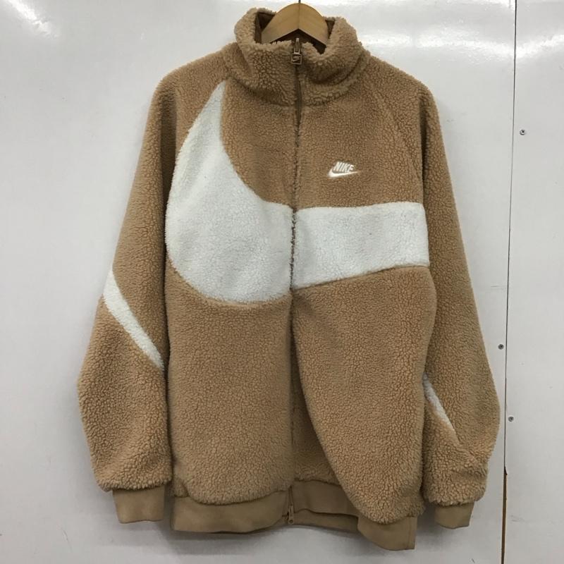ナイキ NIKE ジャケット、上着 ジャンパー、ブルゾン ジップアップジャケット ボアジャケット アウター L ロゴ、文字 白 / ホワイト / white X ベージュ / ベージュ / beige メンズ USED 古着 中古 10159314