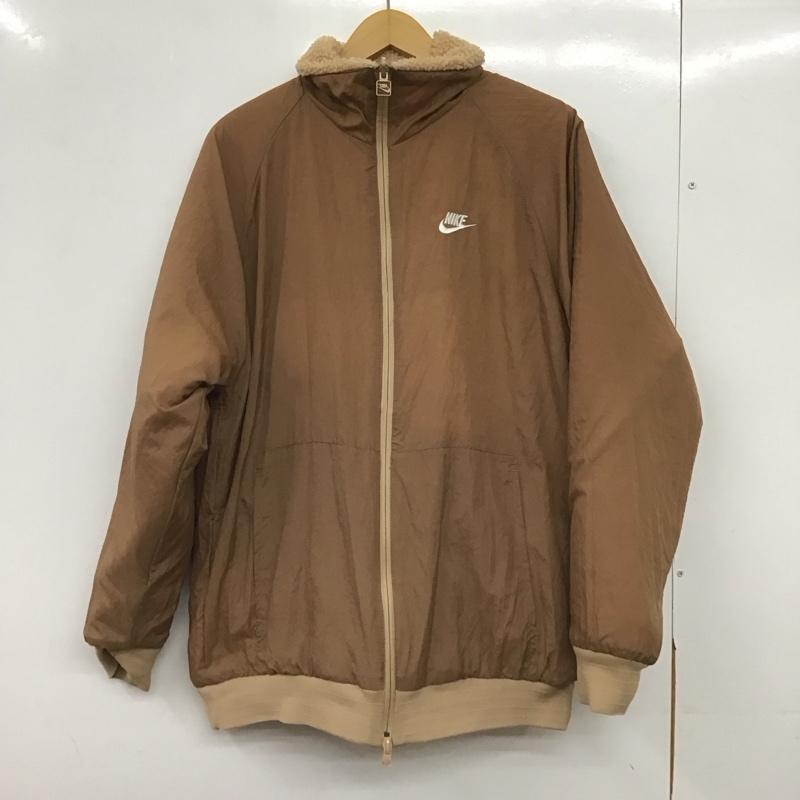 ナイキ NIKE ジャケット、上着 ジャンパー、ブルゾン ジップアップジャケット ボアジャケット アウター L ロゴ、文字 白 / ホワイト / white X ベージュ / ベージュ / beige メンズ USED 古着 中古 10159314